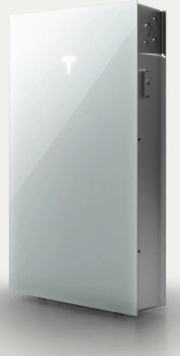 Tesla Powerwall 3 home battery, wall-mounted unit in white glass.